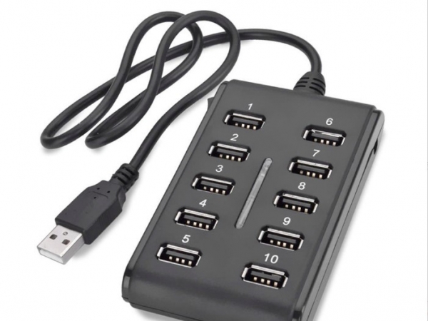 10 Port USB 2.0 hub with switch, one to ten USB splitter