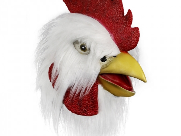 Latex material white rooster head shape custome party mask (No.M-R126)