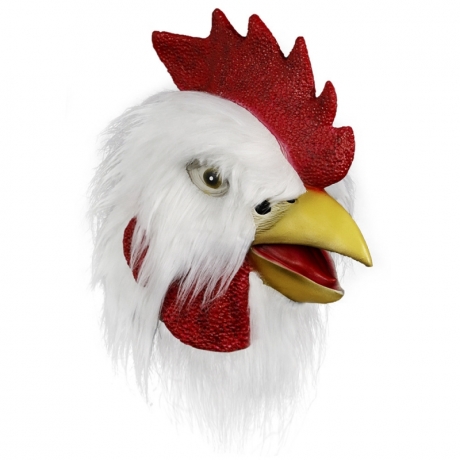 Latex material white rooster head shape custome party mask (No.M-R126)