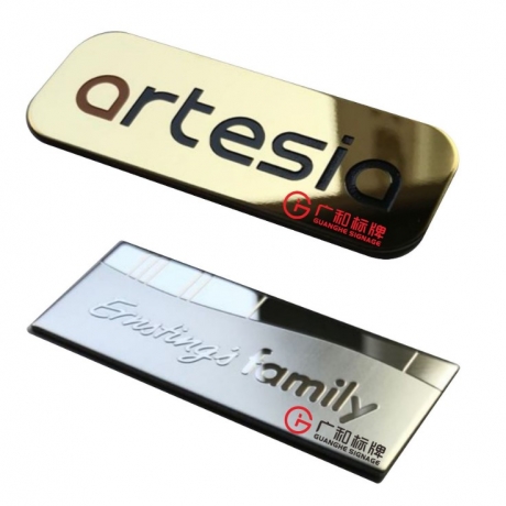 Stainless steel etched nameplate badge customization OEM