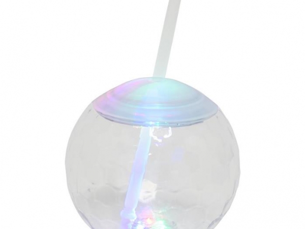 shiny diamond surface spherical cup with straw