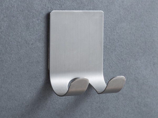 Punch free installation of stainless steel toilet hook shaver holder with strong adhesive backing