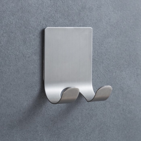 Punch free installation of stainless steel toilet hook shaver holder with strong adhesive backing