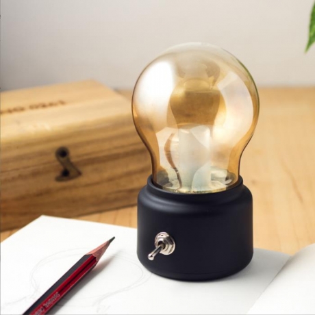 Creative small night light retro bulb mini USB charging warm LED bedside lamp table lamp