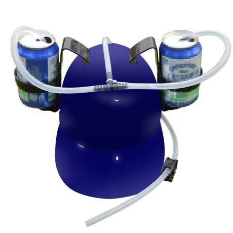 Double cans loaded promotional LOGO helmet wearing juice & beer drinking dispenser (No.WT-M010)