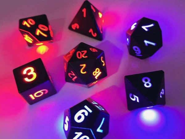 Multiple shapes mixed set pack table card game LED light up dice (No.DC-701)