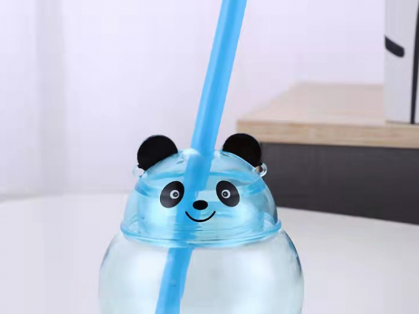 Panda shaped luminescent beverage straw cup
