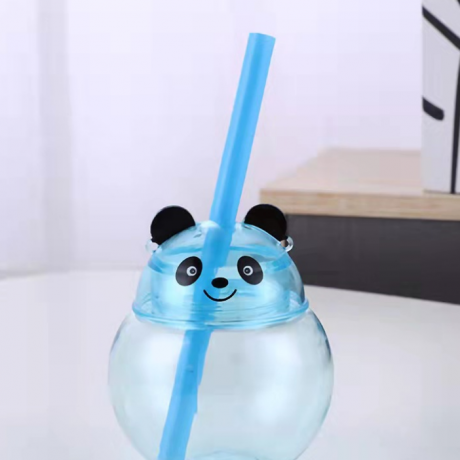 Panda shaped luminescent beverage straw cup