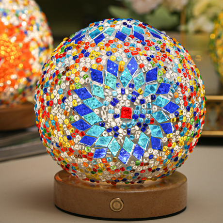 Baroque Night Light Bohemian Style Creative Rechargeable Spherical Glass Night Light