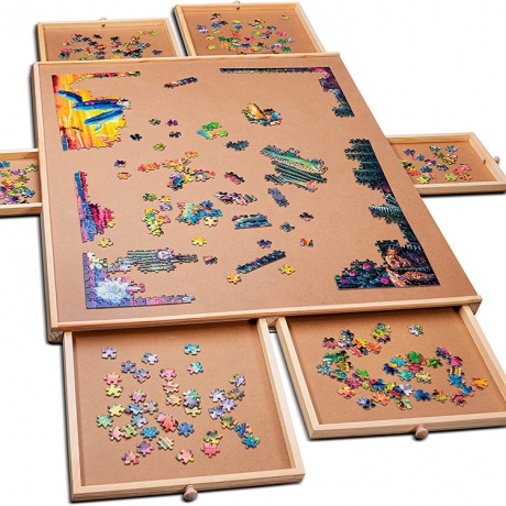 Portable Wooden Puzzle Table WITH Drawer Puzzle Storage Board
